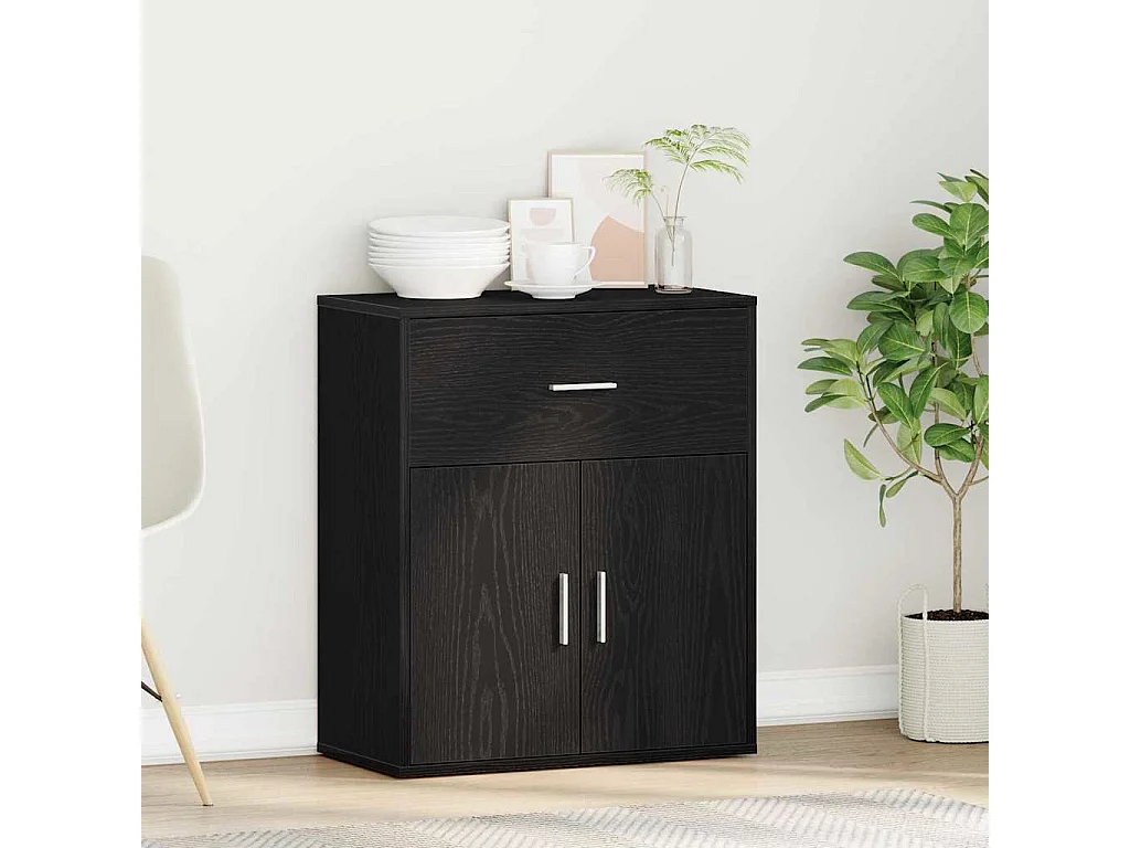 Buffet avec tiroir Chêne noir 60 x 31 x 70 cm Bois d'ingénierie