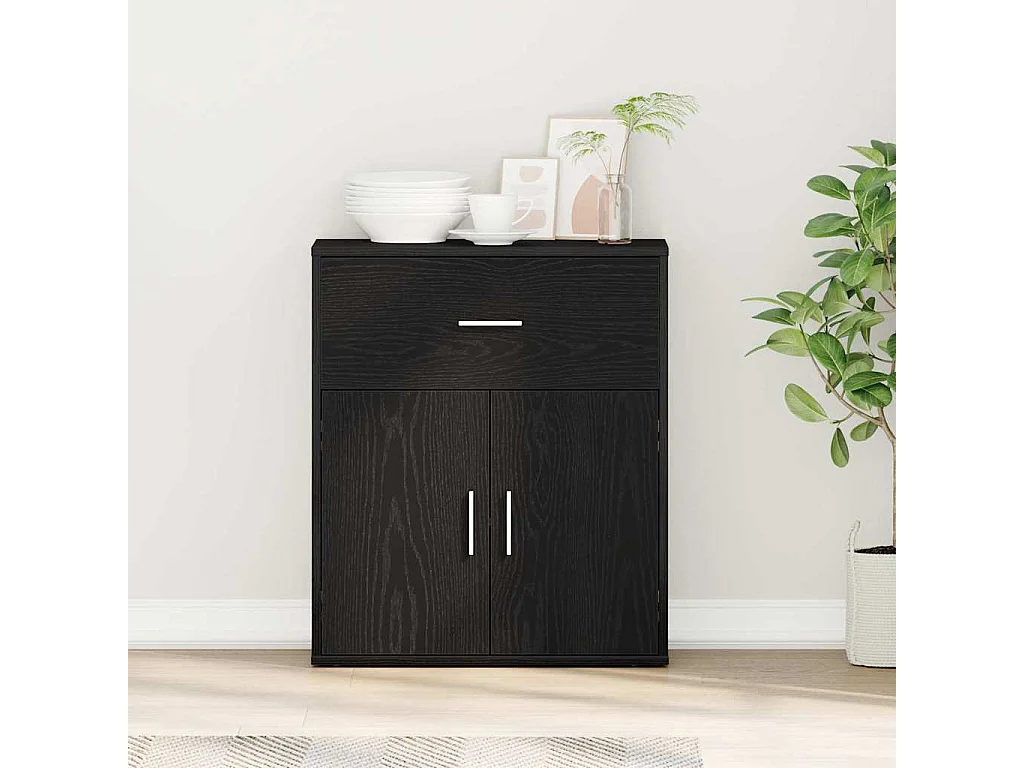 Buffet avec tiroir Chêne noir 60 x 31 x 70 cm Bois d'ingénierie