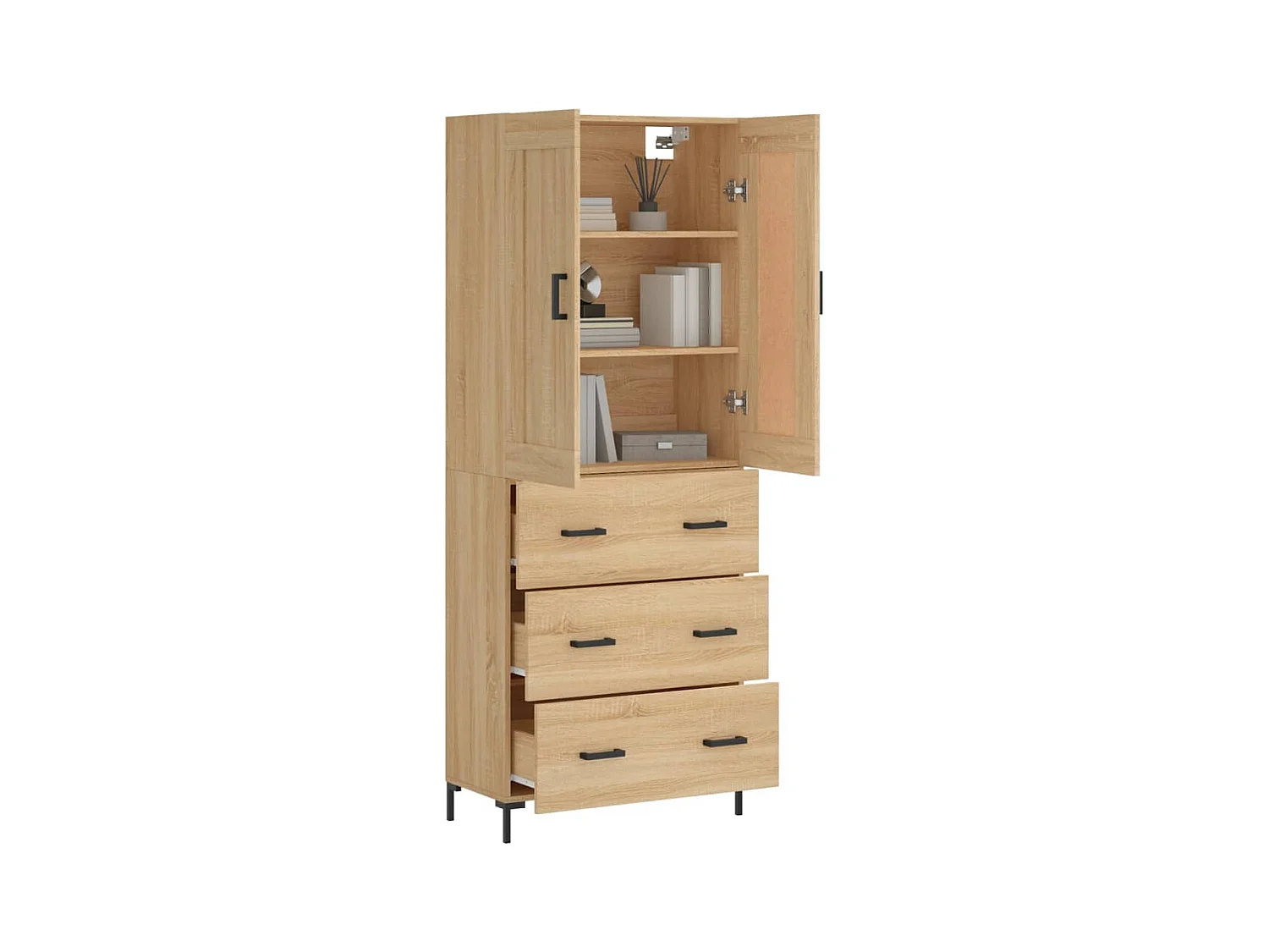 Buffet haut Chêne sonoma 69,5x34x180 cm Bois d'ingénierie