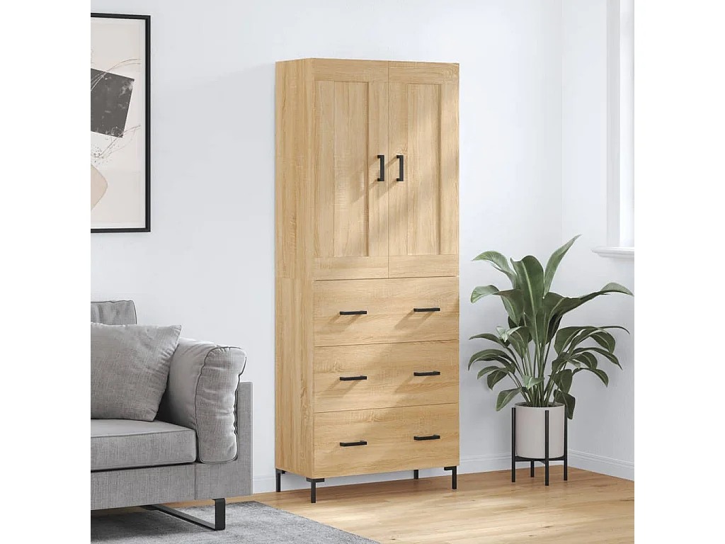 Buffet haut Chêne sonoma 69,5x34x180 cm Bois d'ingénierie