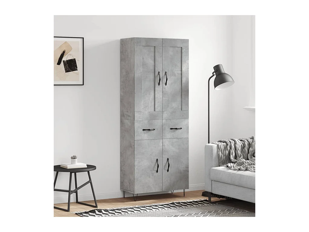 Aparador alto madera contrachapada gris hormigón 69,5x34x180 cm