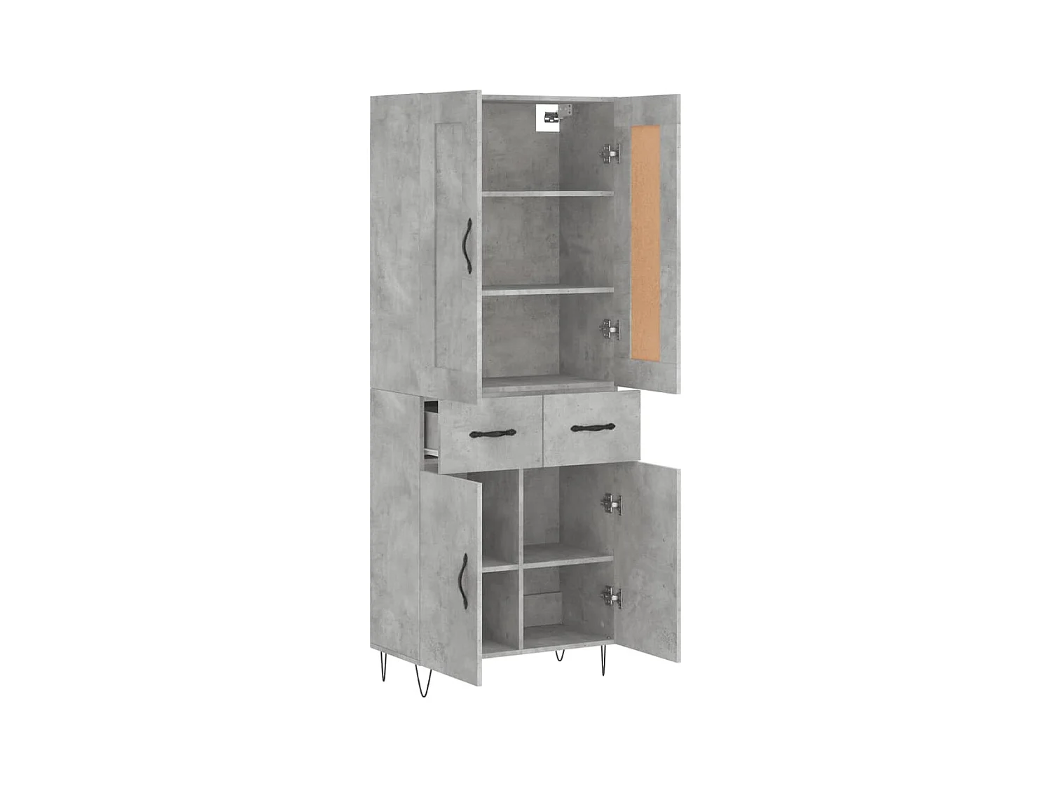 Buffet haut Gris béton 69,5x34x180 cm Bois d'ingénierie