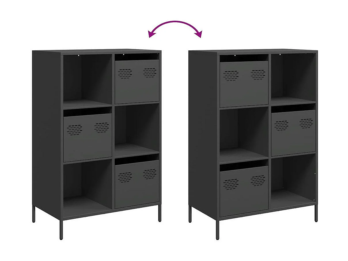 Buffet haut noir 68x39x103,5 cm acier