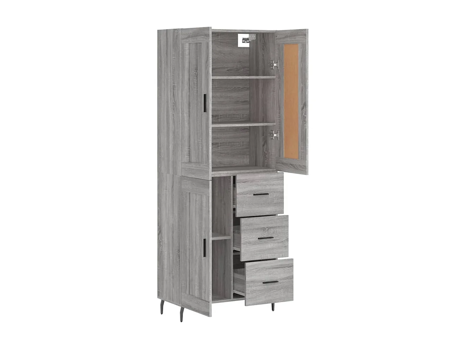 Aparador alto madera contrachapada gris sonoma 69,5x34x180 cm