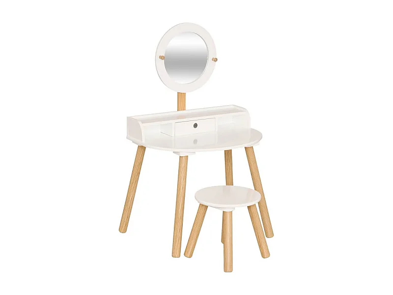 Coiffeuse Enfant Avec Tabouret "Nomade" 89cm Blanc