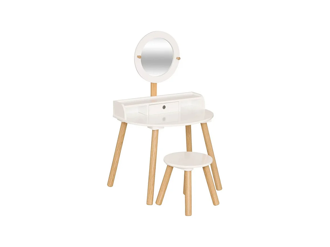 Coiffeuse Enfant Avec Tabouret "Nomade" 89cm Blanc
