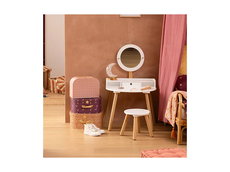 Coiffeuse Enfant Avec Tabouret "Nomade" 89cm Blanc