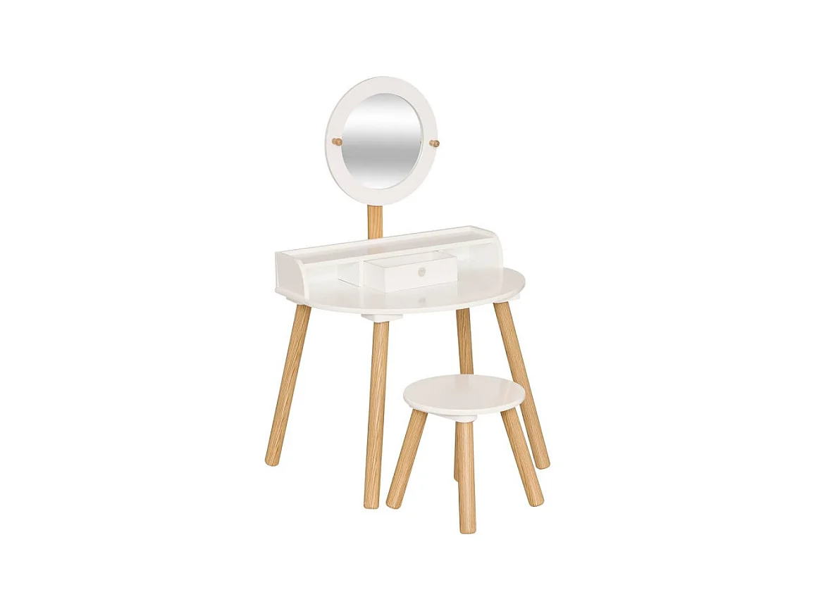 Coiffeuse Enfant Avec Tabouret "Nomade" 89cm Blanc