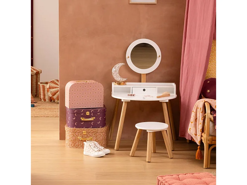 Coiffeuse Enfant Avec Tabouret "Nomade" 89cm Blanc