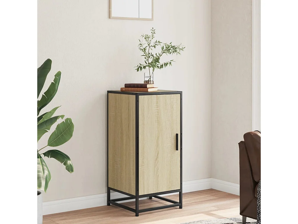 Buffet chêne sonoma 35,5x35x76 cm bois d'ingénierie et métal