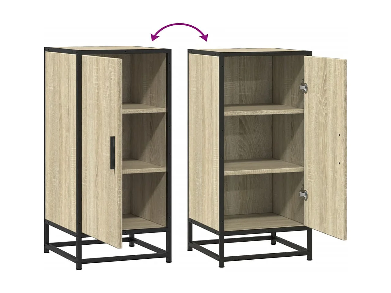 Buffet chêne sonoma 35,5x35x76 cm bois d'ingénierie et métal