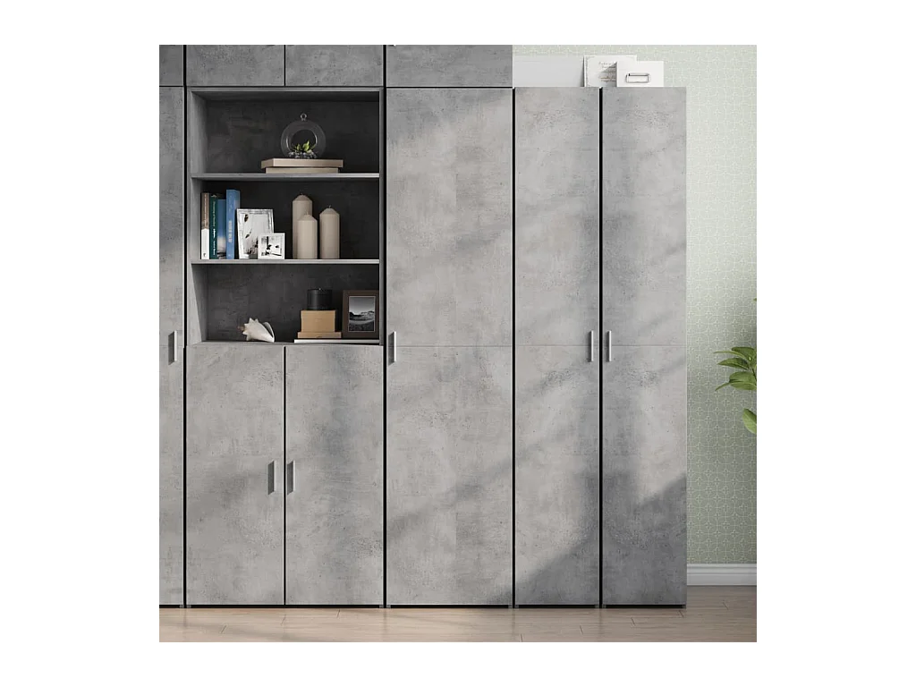 Buffet haut gris béton 45x42,5x185 cm bois d'ingénierie