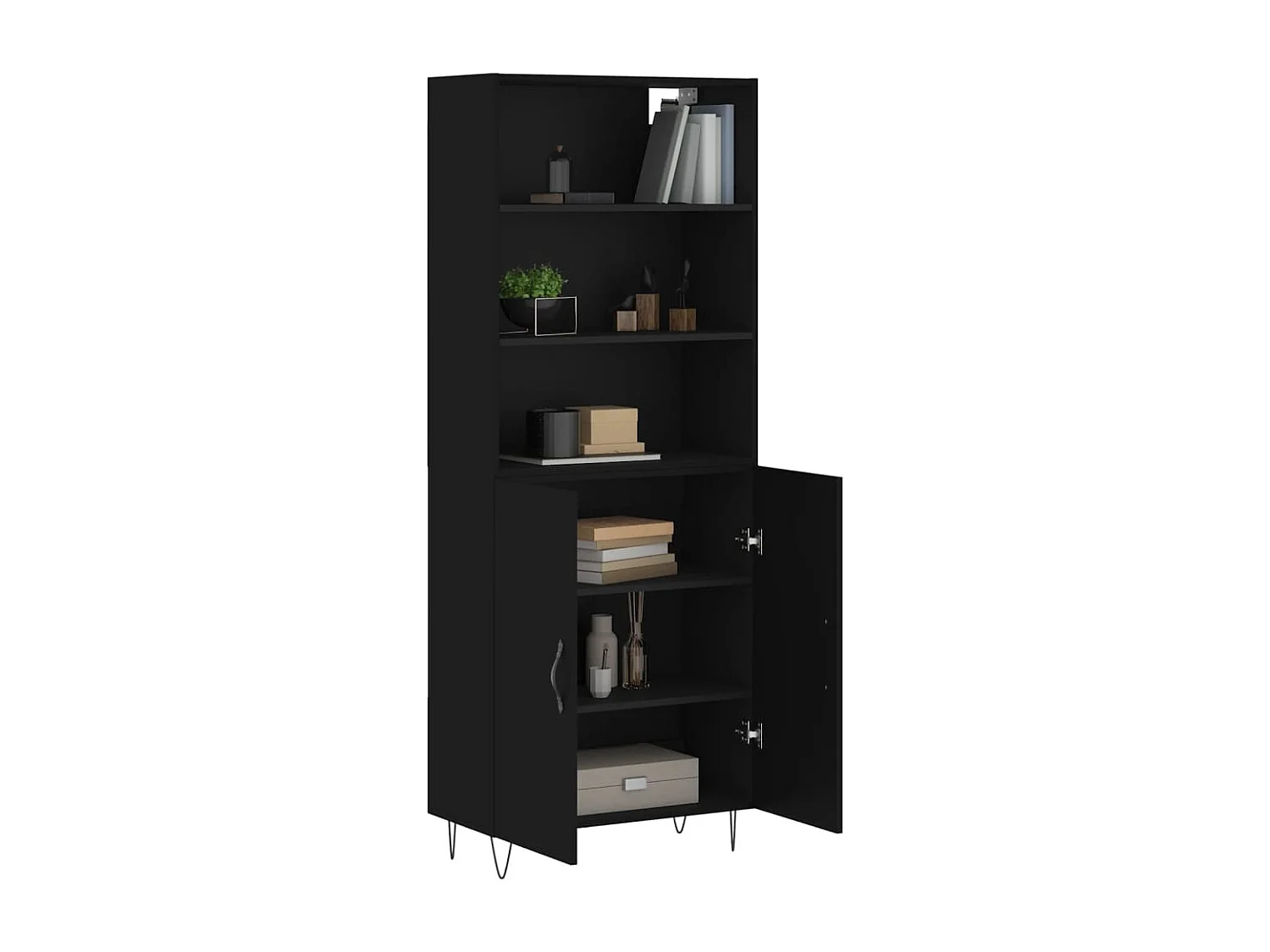 Buffet haut Noir 69,5x34x180 cm Bois d'ingénierie