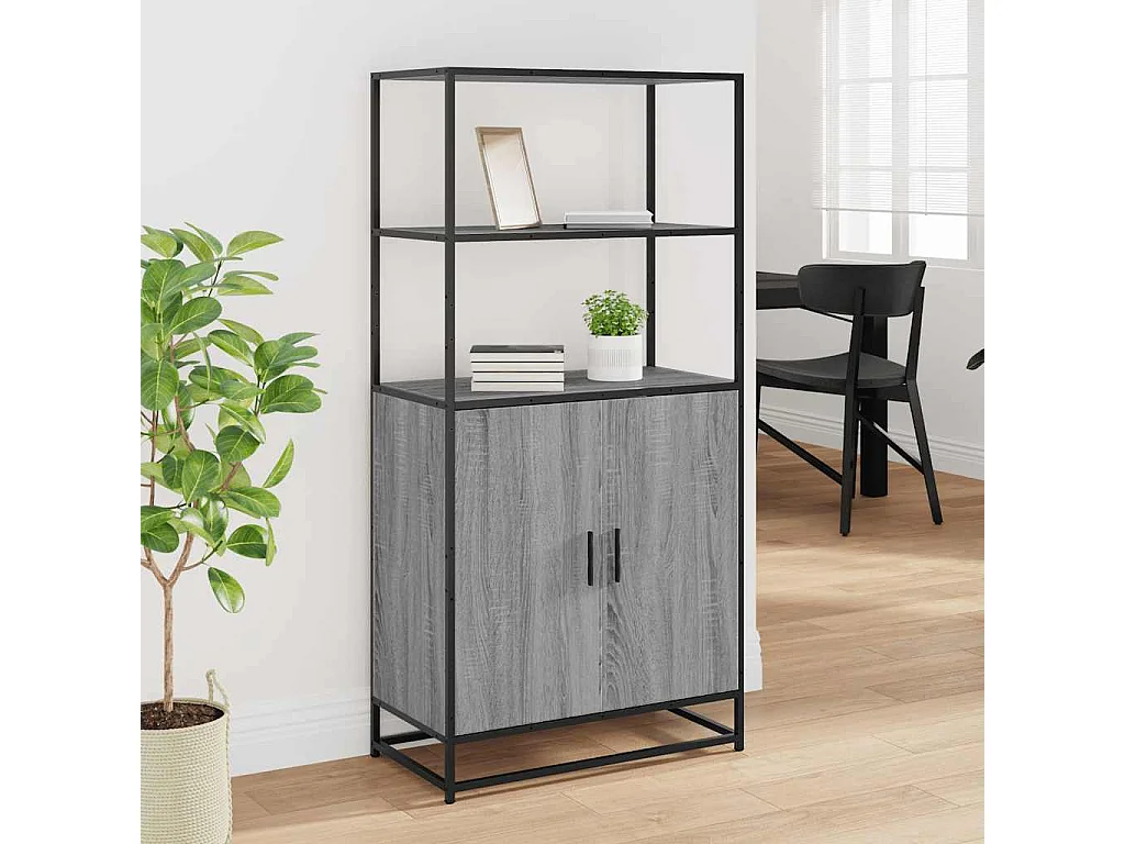 Buffet haut sonoma gris 68x35x139 cm bois d'ingénierie et métal