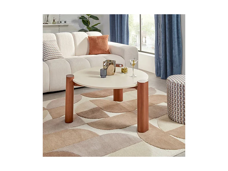 Table Basse Design "Jilani" 85cm Beige