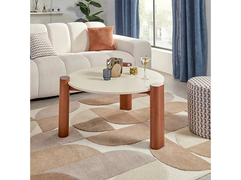 Table Basse Design "Jilani" 85cm Beige