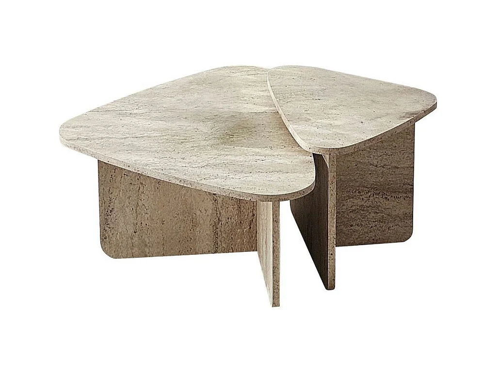 Lot de 2 tables basses formes triangles aux bords arrondis L90/L60 cm - BALLARE