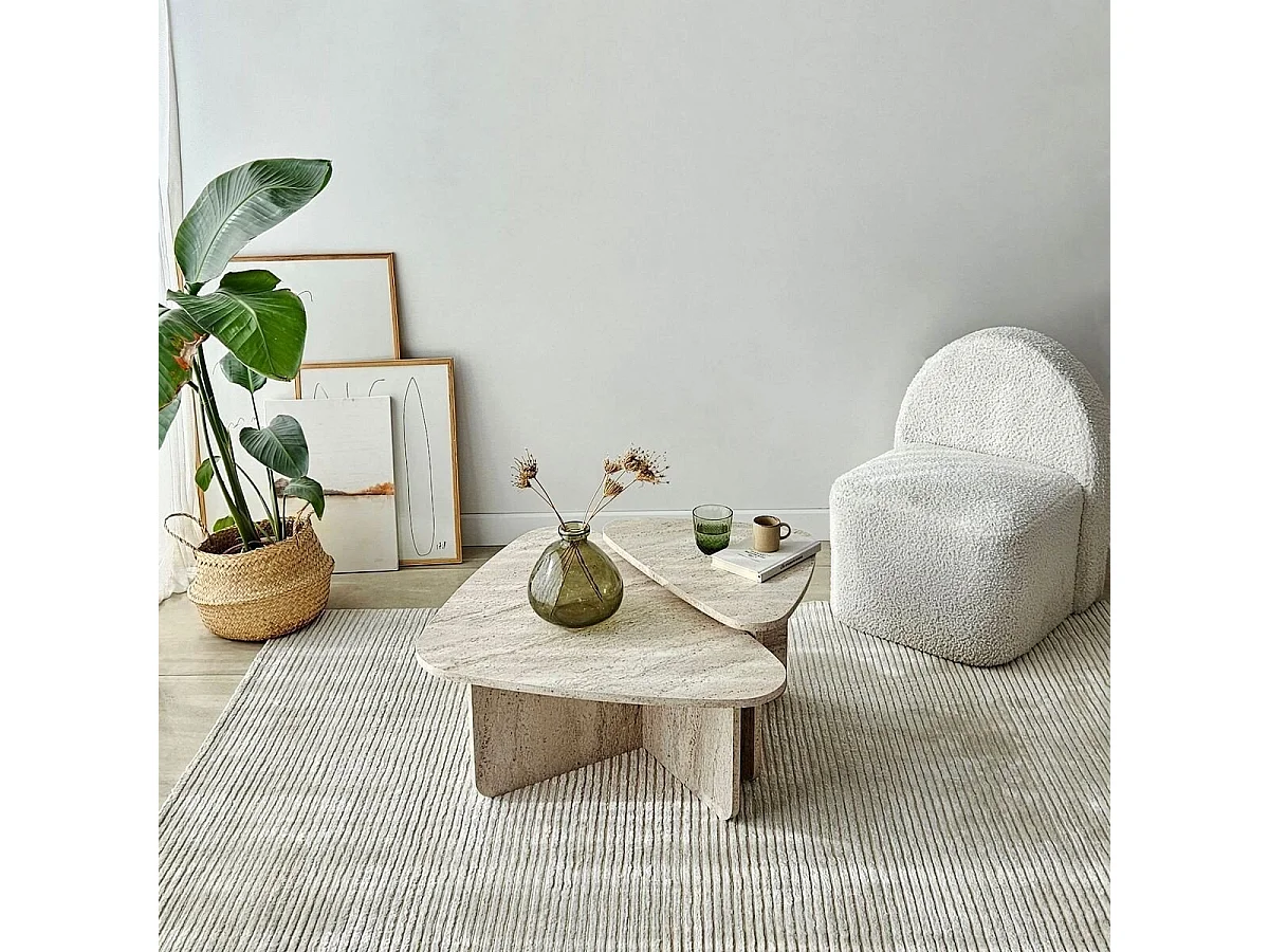 Lot de 2 tables basses formes triangles aux bords arrondis L90/L60 cm - BALLARE