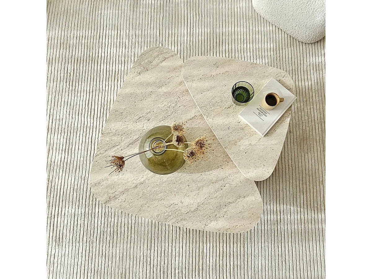 Lot de 2 tables basses formes triangles aux bords arrondis L90/L60 cm - BALLARE