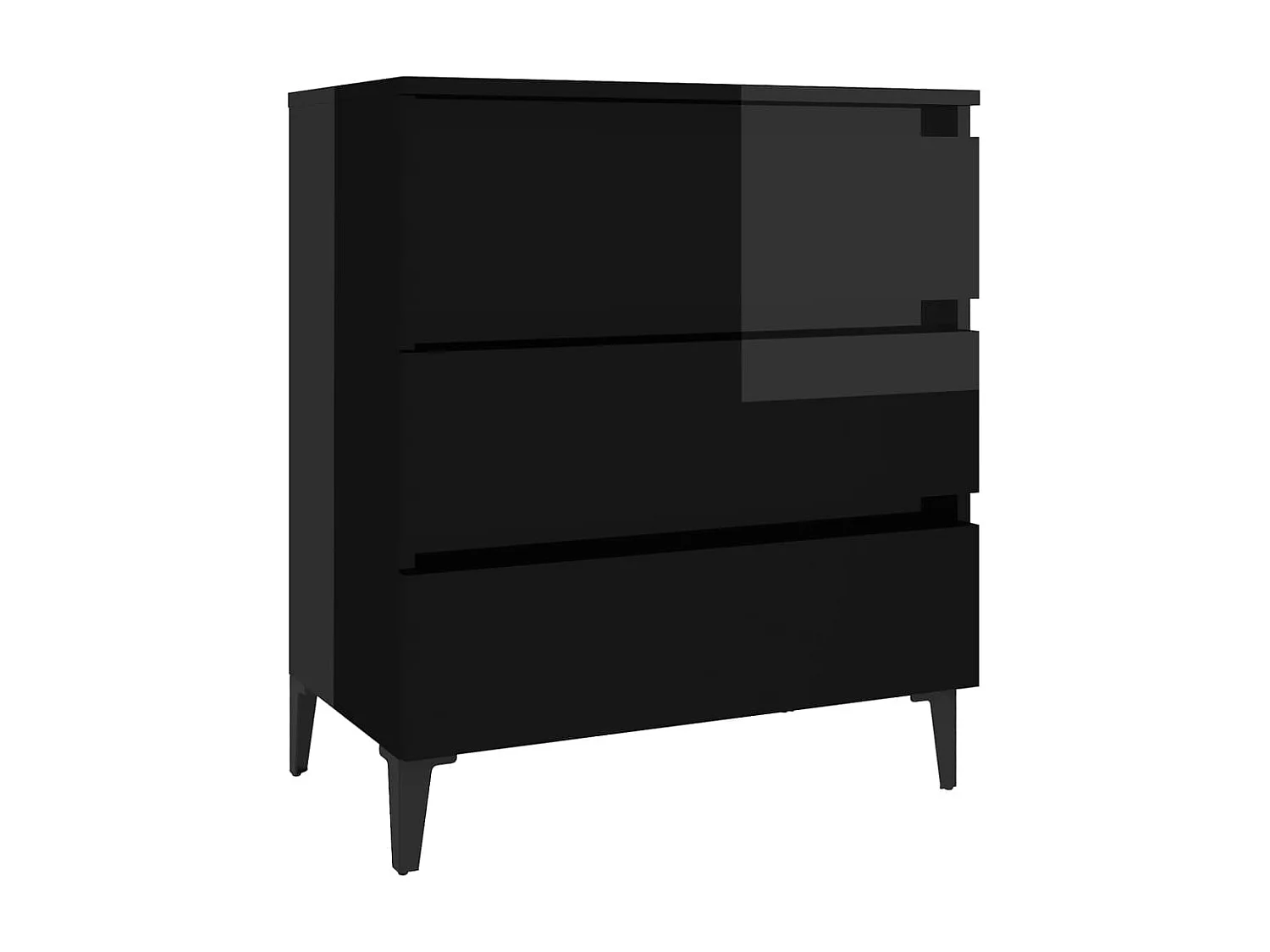 Aparador de madera contrachapada negro brillante 60x35x69 cm