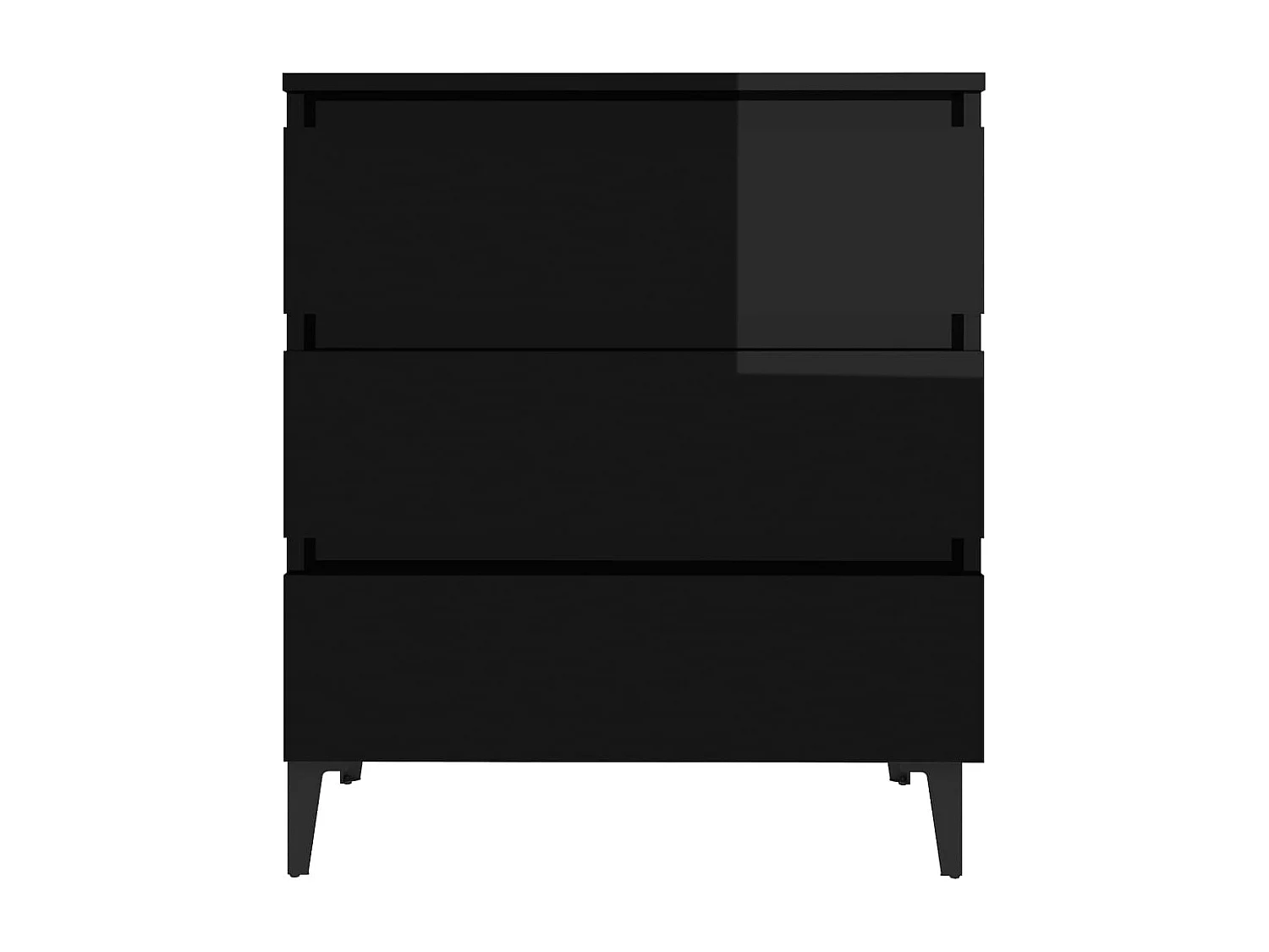 Aparador de madera contrachapada negro brillante 60x35x69 cm