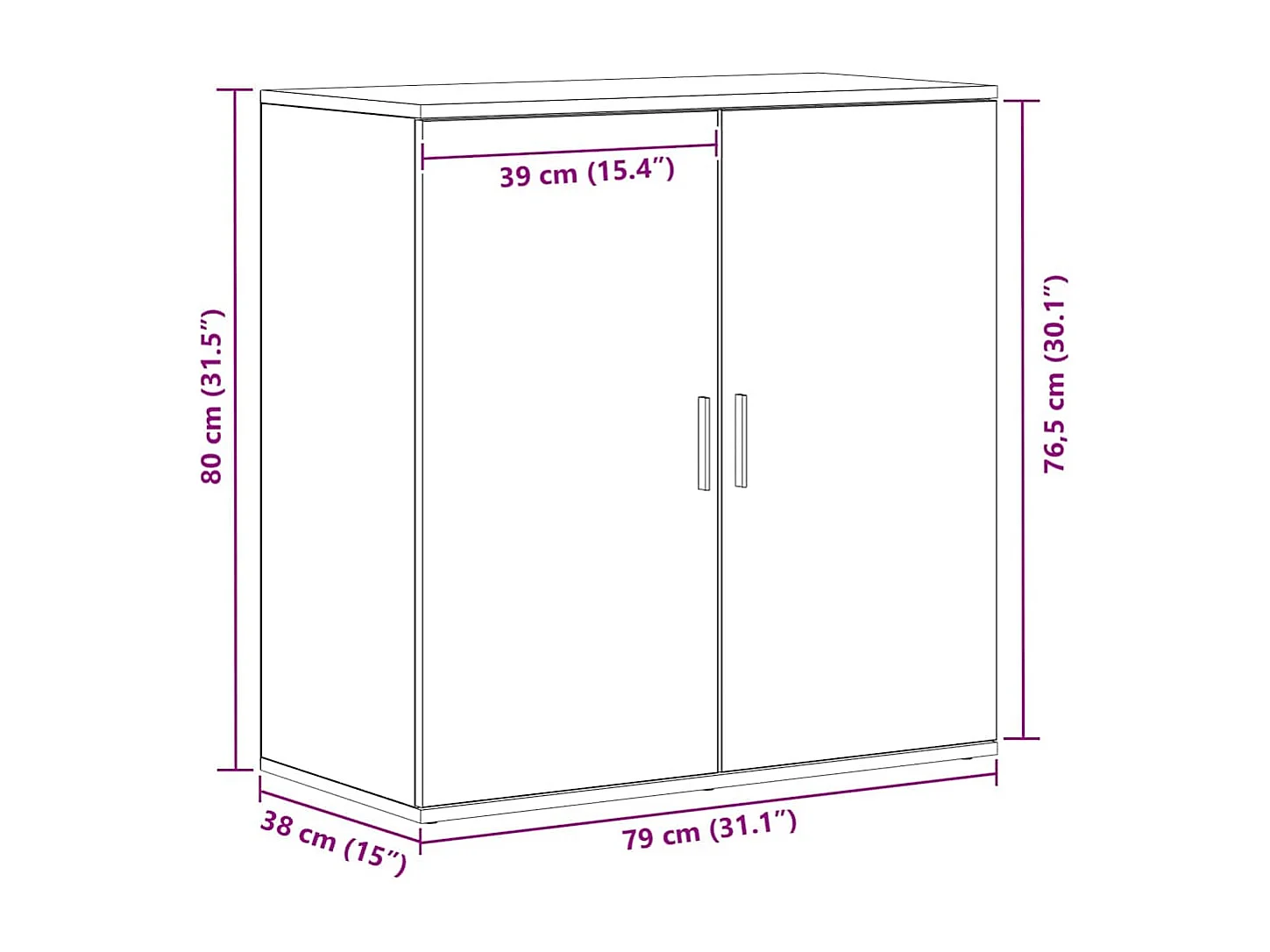 Buffet chêne artisanal 79 x 38 x 80 cm Bois d'ingénierie