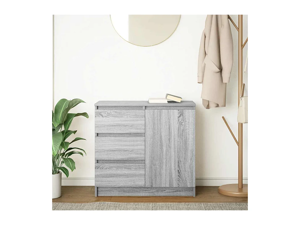 Buffet avec tiroir sonoma gris 71x35x65 cm bois d'ingénierie