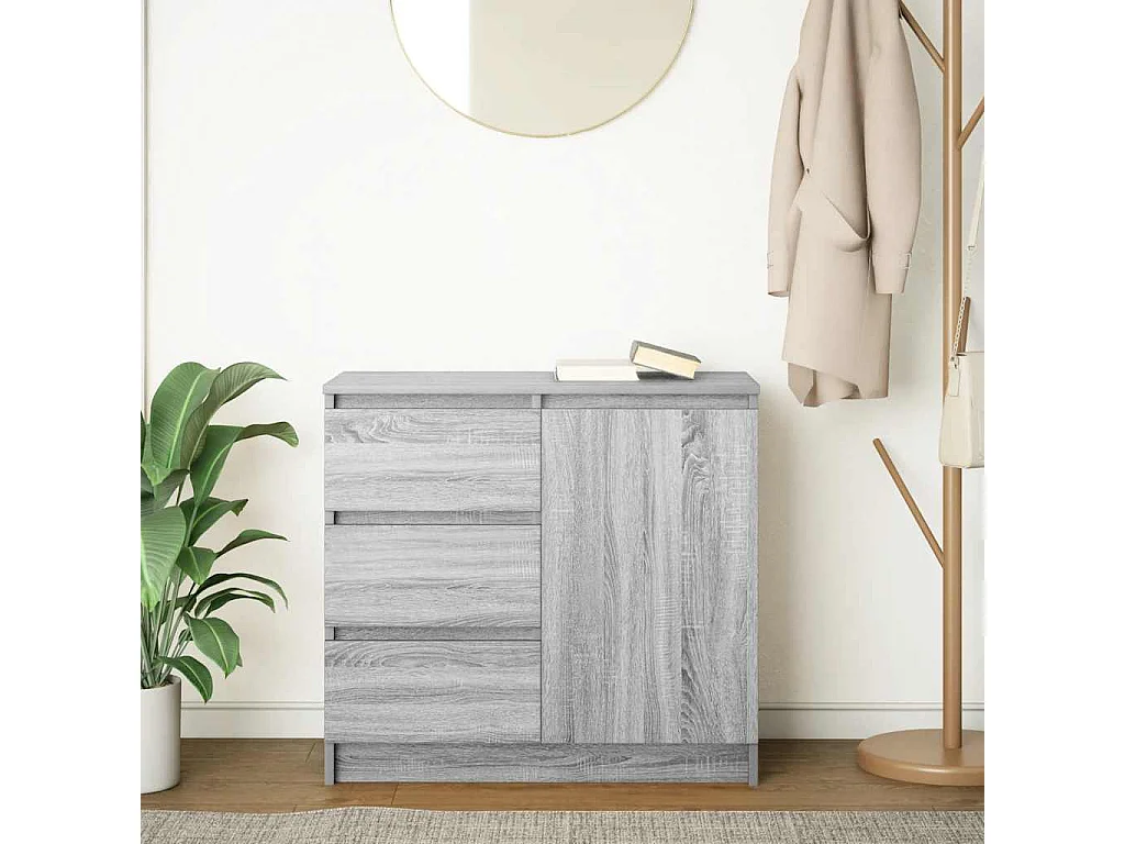 Buffet avec tiroir sonoma gris 71x35x65 cm bois d'ingénierie