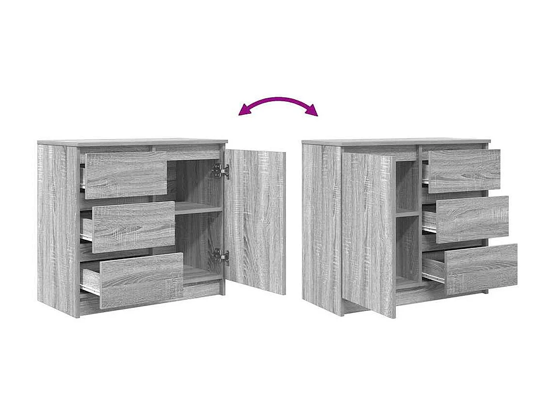 Buffet avec tiroir sonoma gris 71x35x65 cm bois d'ingénierie