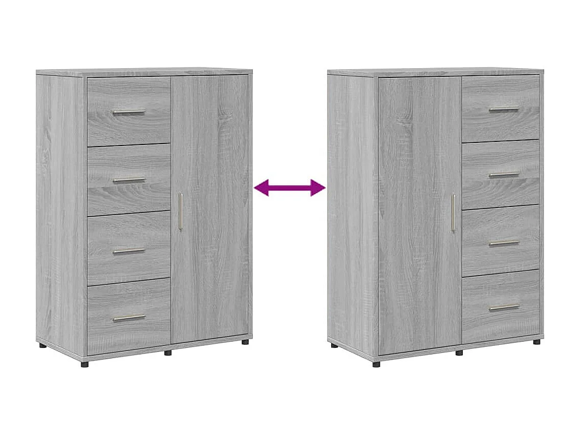 Dressoirs 2 st 60x31x84 cm bewerkt hout grijs sonoma eikenkleur