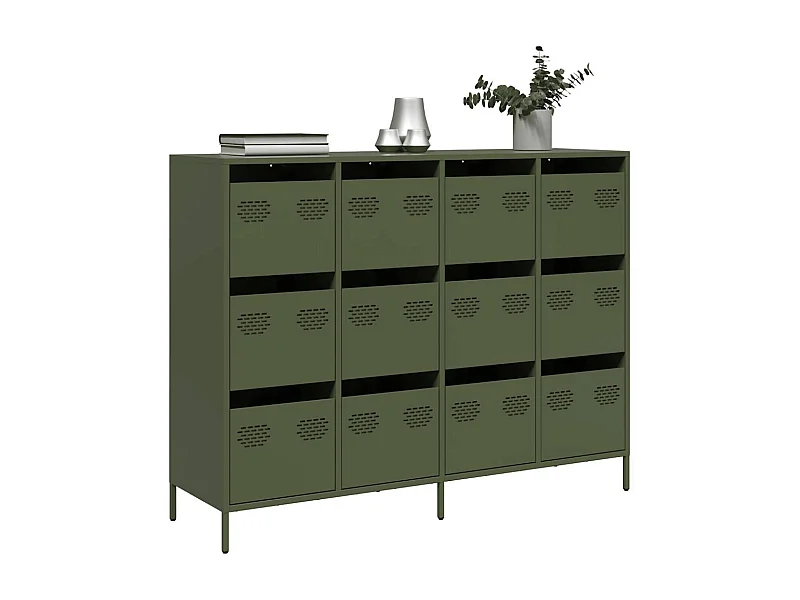 Buffet vert olive 135x39x103,5 cm acier laminé à froid