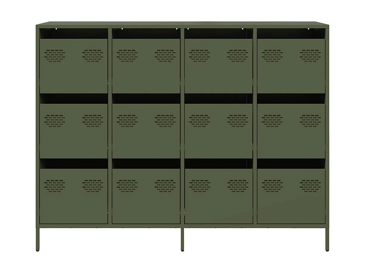 Buffet vert olive 135x39x103,5 cm acier laminé à froid