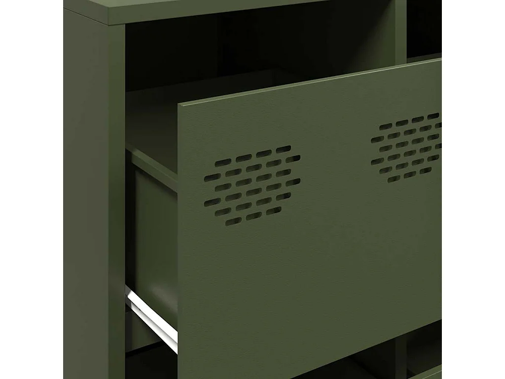 Buffet vert olive 135x39x103,5 cm acier laminé à froid