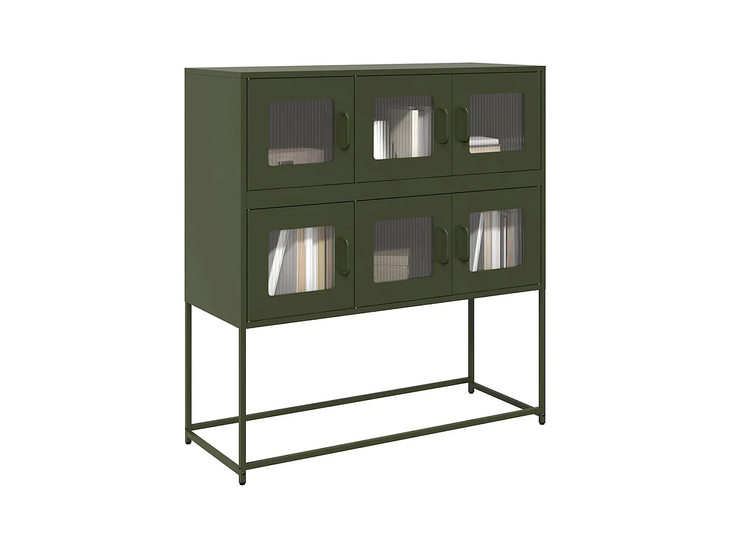 Buffet vert olive 100,5x39x107 cm acier laminé à froid