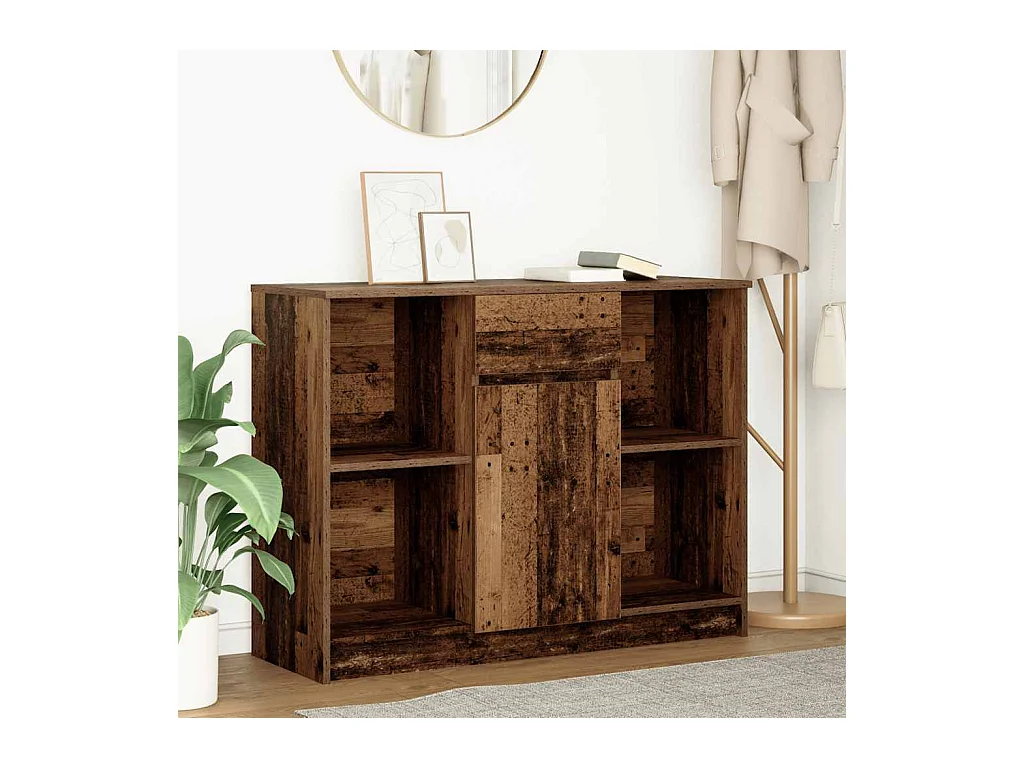 Buffet avec tiroir vieux bois 101x35x76 cm bois d'ingénierie
