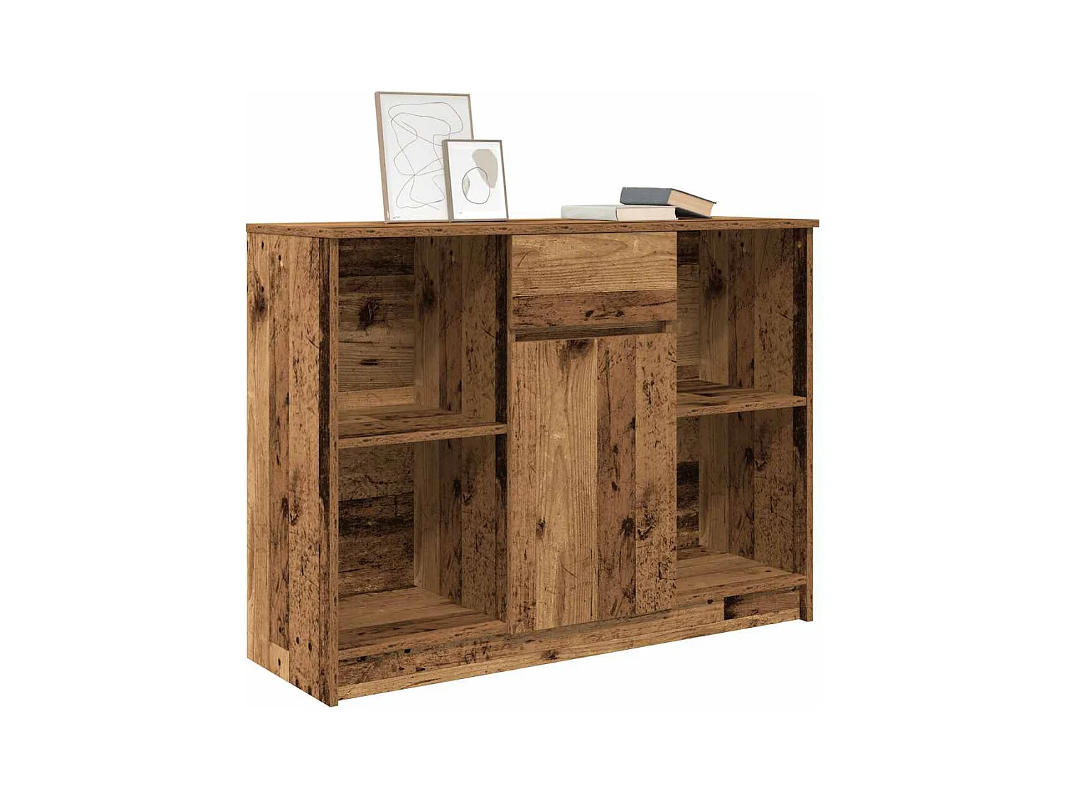 Buffet avec tiroir vieux bois 101x35x76 cm bois d'ingénierie