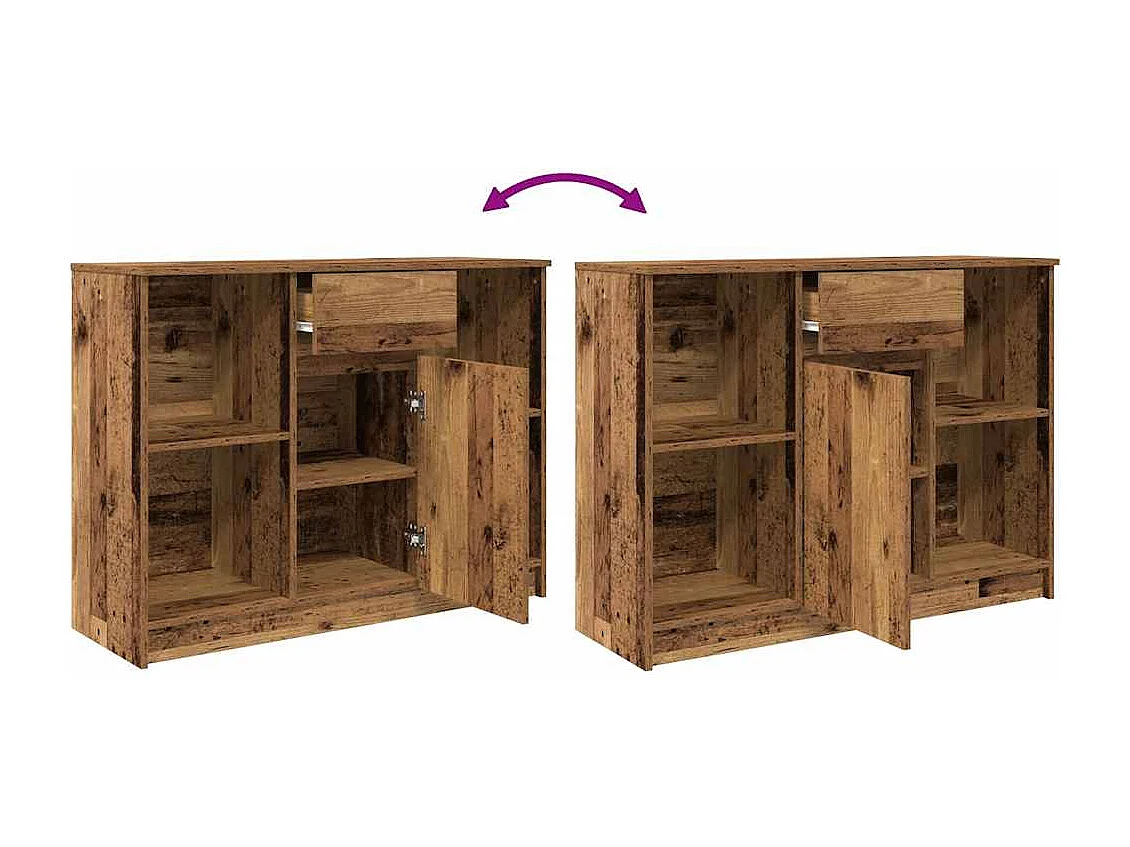 Buffet avec tiroir vieux bois 101x35x76 cm bois d'ingénierie