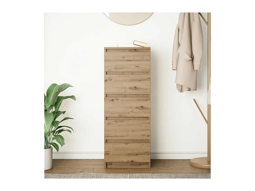 Buffet et tiroirs chêne artisanal 37,5x35x99 cm bois ingénierie