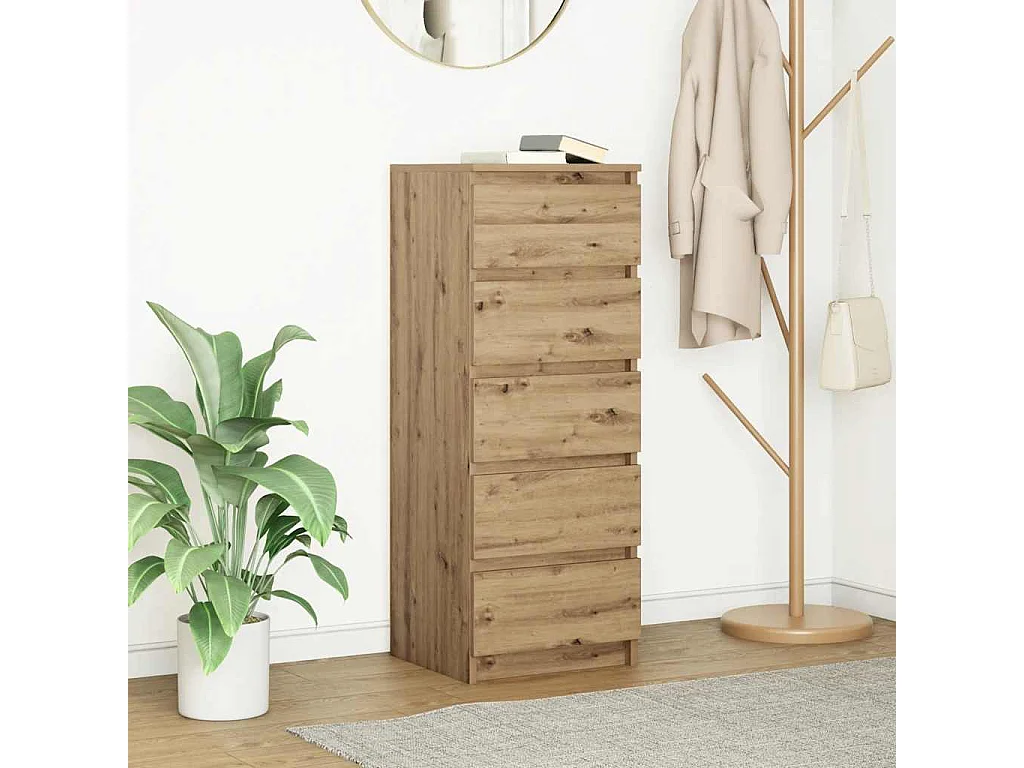 Buffet et tiroirs chêne artisanal 37,5x35x99 cm bois ingénierie