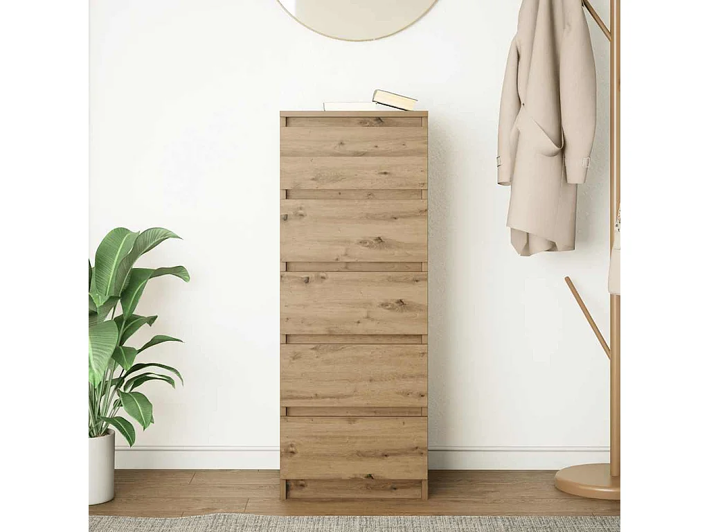 Buffet et tiroirs chêne artisanal 37,5x35x99 cm bois ingénierie