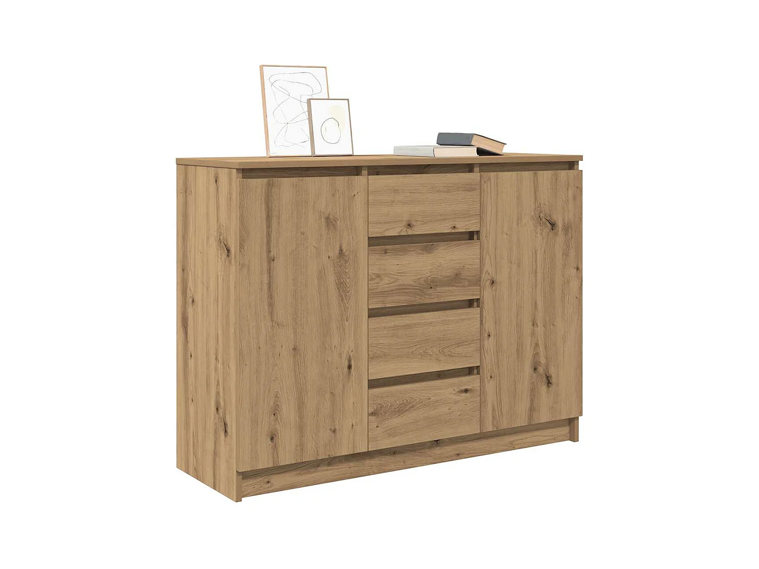 Buffet et tiroirs chêne artisanal 100,5x35x76cm bois ingénierie