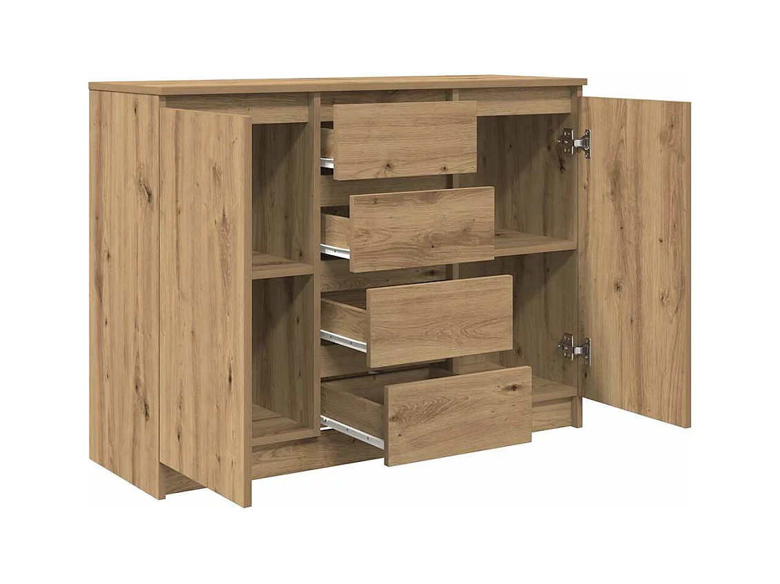 Buffet et tiroirs chêne artisanal 100,5x35x76cm bois ingénierie
