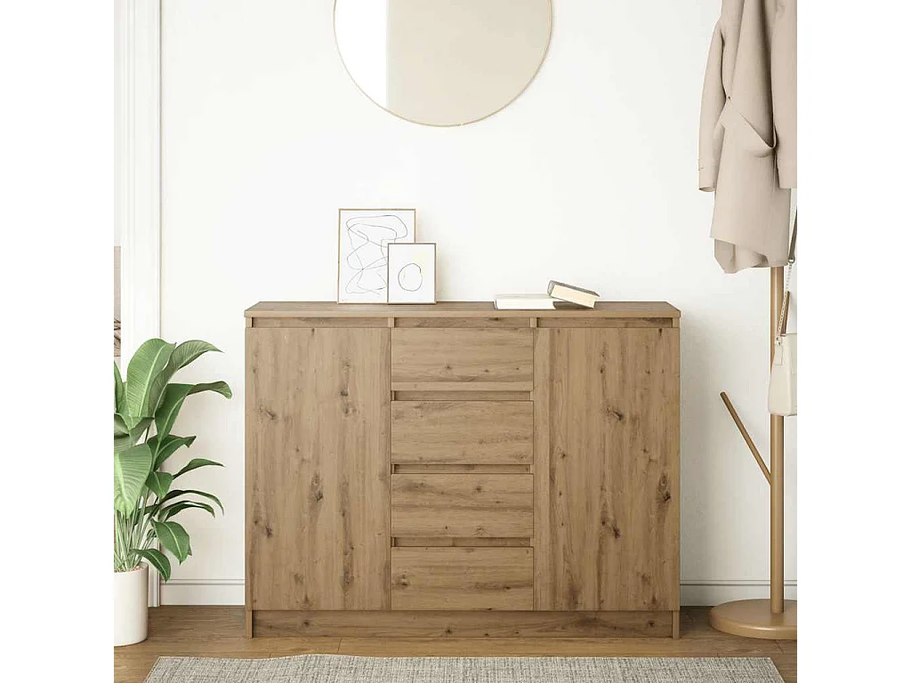 Aparador com gavetas derivados de madeira carvalho artisiano