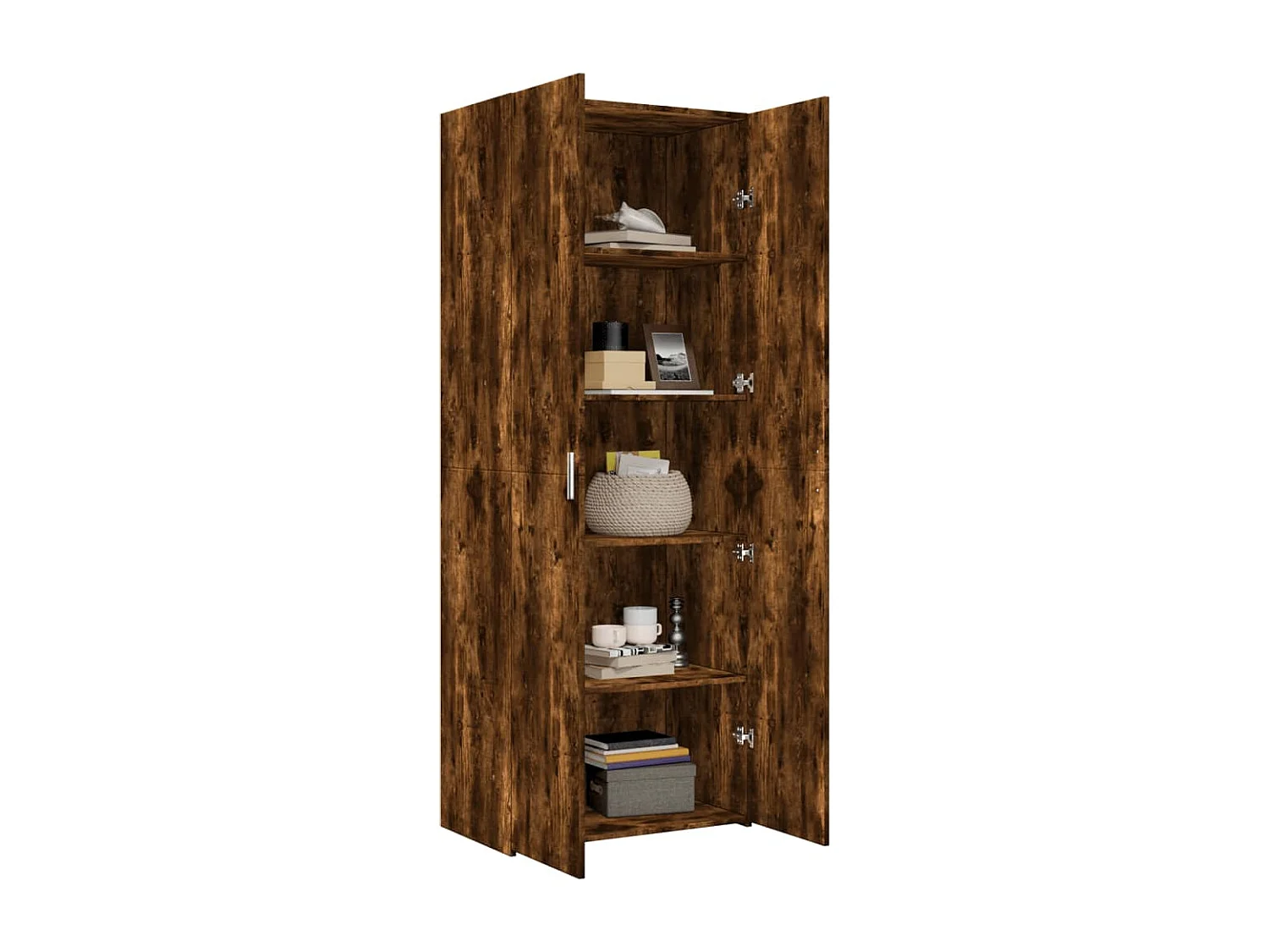 Buffet haut chêne fumé 70x42,5x185 cm bois d'ingénierie