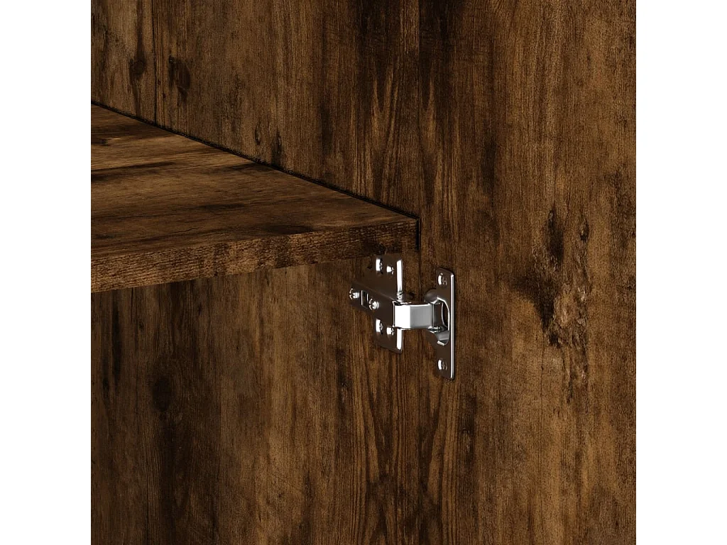 Buffet haut chêne fumé 70x42,5x185 cm bois d'ingénierie