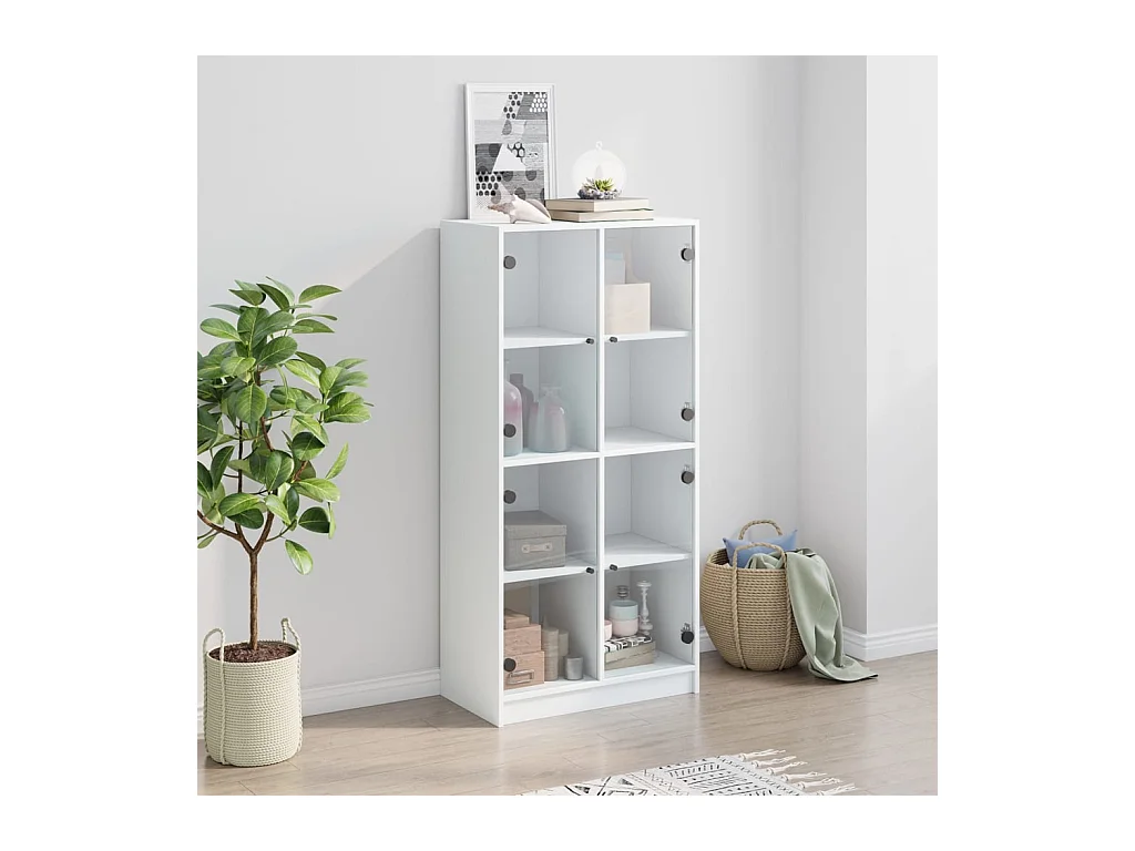 Buffet haut avec portes blanc 68x37x142 cm bois d'ingénierie