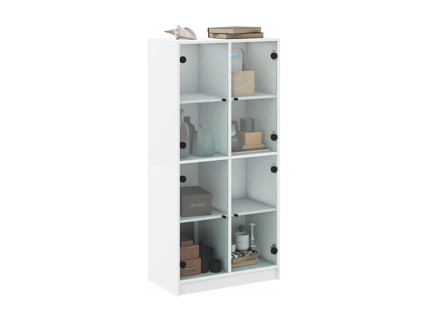 Buffet haut avec portes blanc 68x37x142 cm bois d'ingénierie