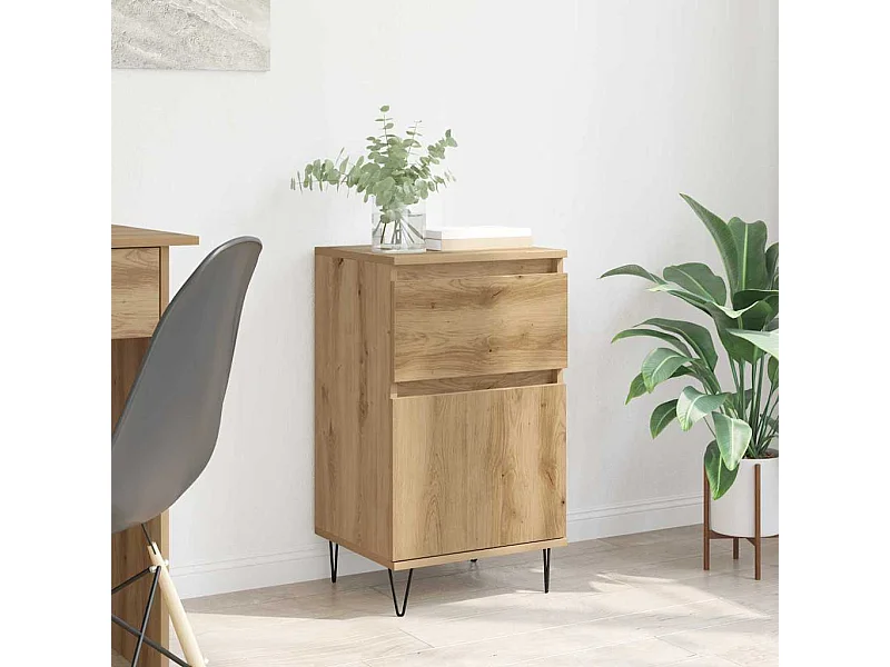 Dressoir artisanaal eikenkleurig 35 x 40 x 70 cm Bewerkt hout