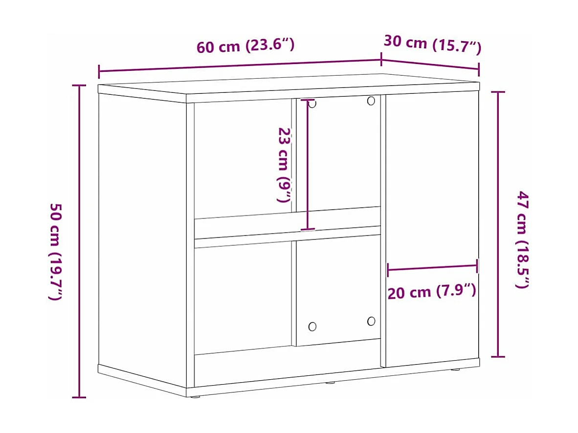 Buffet Noir 60 x 30 x 50 cm Bois d'ingénierie