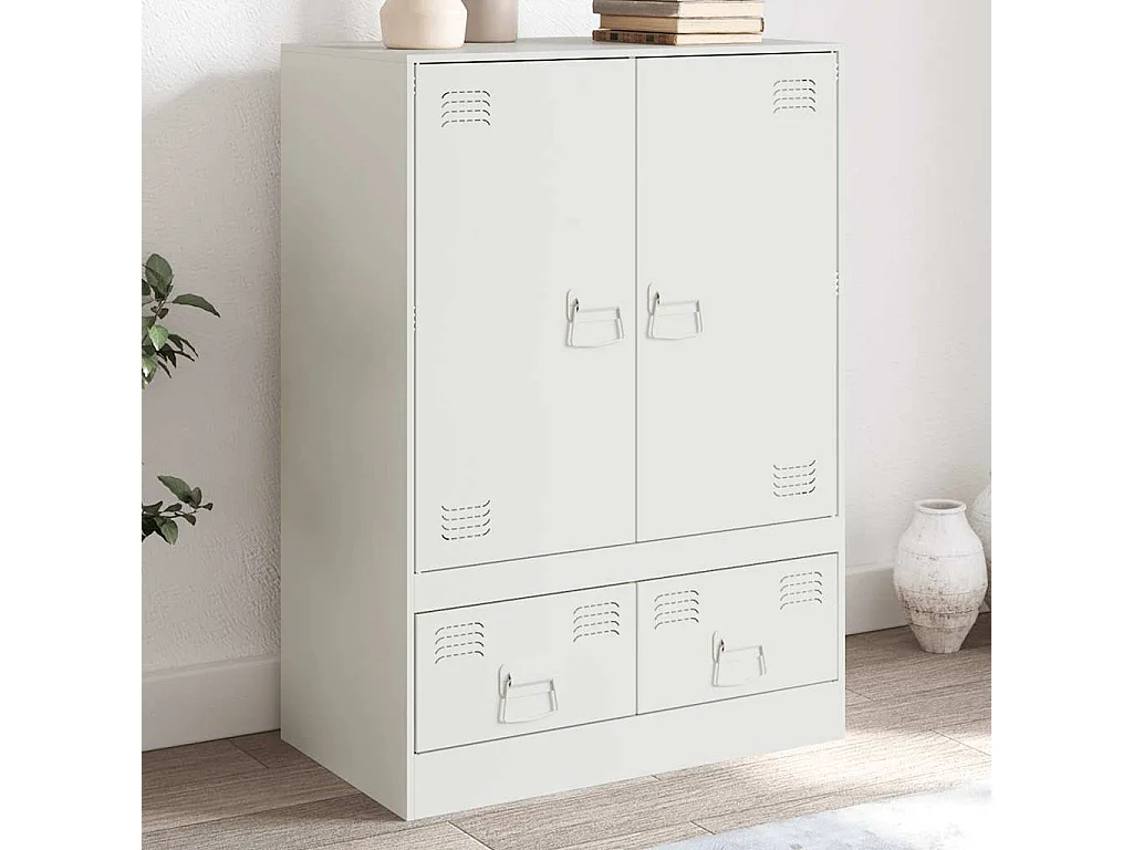 Hoge kast 67x39x95 cm staal wit